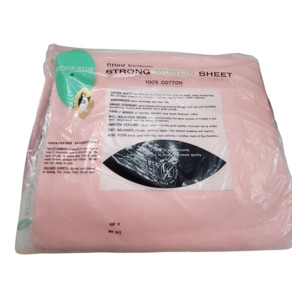 Vintage Penneys Elasta-Fit Twin Bed Sheet Set 72"x108" 100% Cotton Strong Muslin - Picture 7 of 12